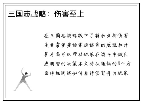 三国志战略：伤害至上